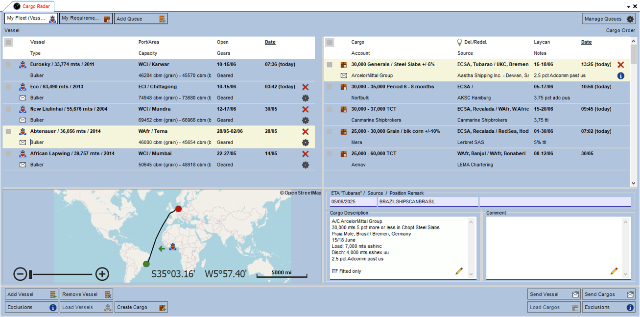 System 5 Cargo Radar matching vessels with cargoes