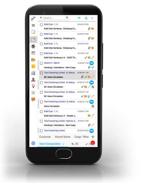 System 5 WebApp message view on a smartphone