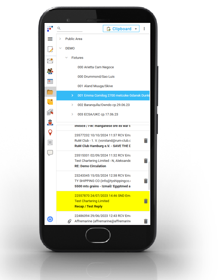 SYSTEM 5 WebApp filing structure on a smartphone