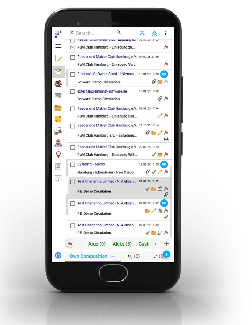 SYSTEM 5 WebApp shared journal view on a smartphone