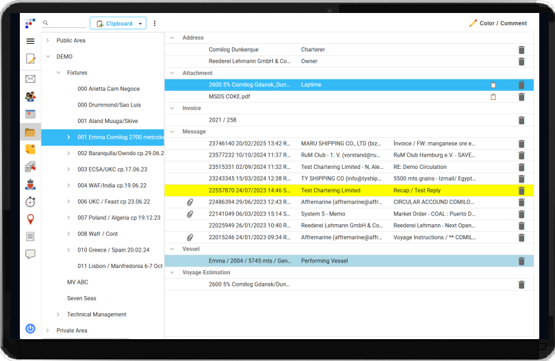 SYSTEM 5 WebApp filing structure on a tablet
