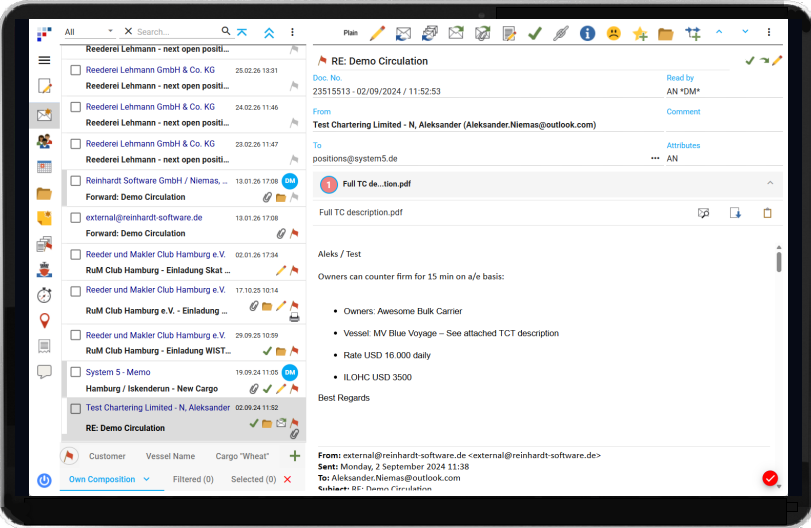 SYSTEM 5 WebApp shared journal view on a tablet